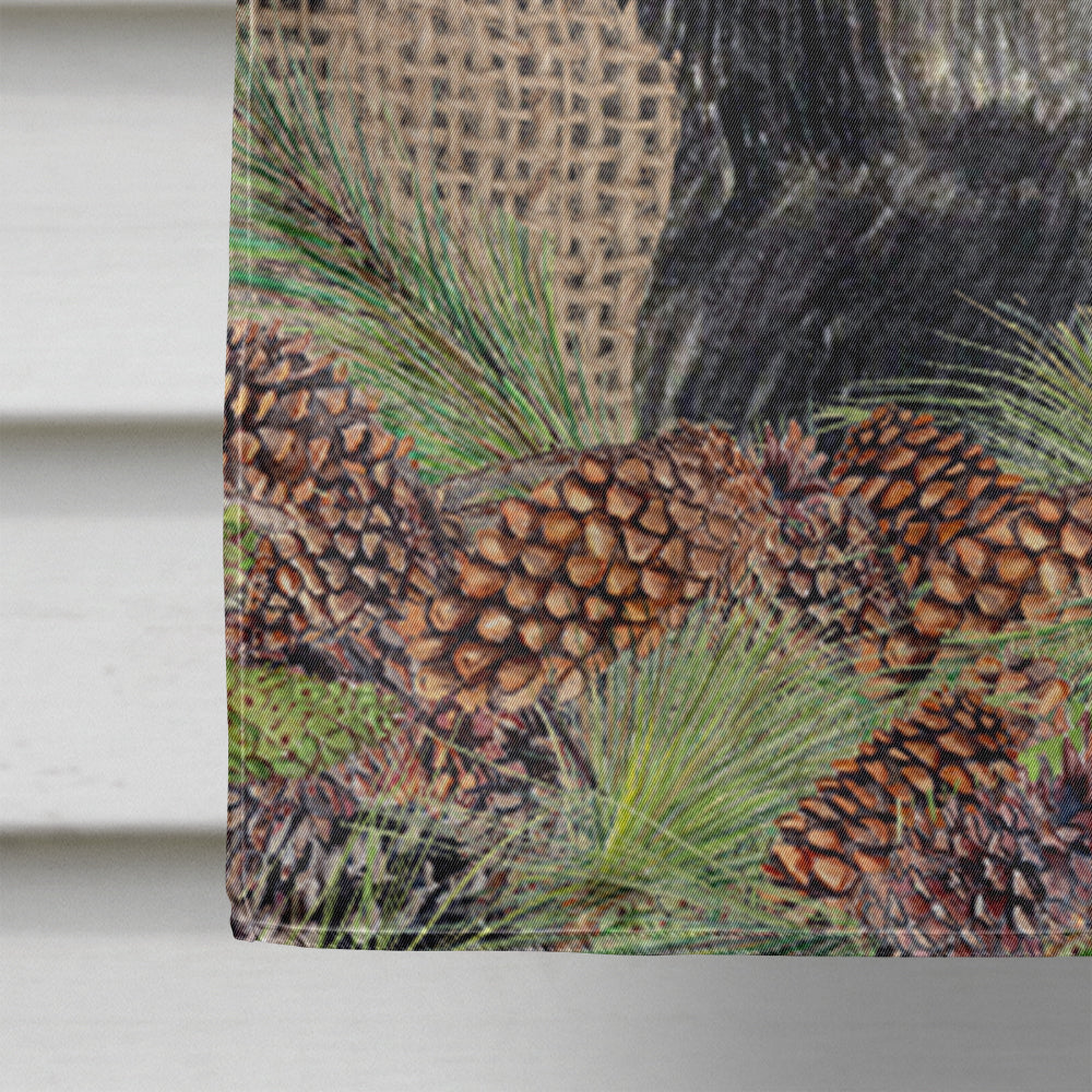 Affenpinscher on Faux Burlap with Pine Cones House Flag 28x40 Porch Sleeve Pole Decorative Outside Yard Banner Artwork Wall Hanging, Polyester