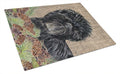 Affenpinscher on Faux Burlap with Pine Cones Cutting Board Tempered Glass Kitchen Cutting Surface, Heat Resistant Chopping, Non-Slip Feet, Food Prep & Serving