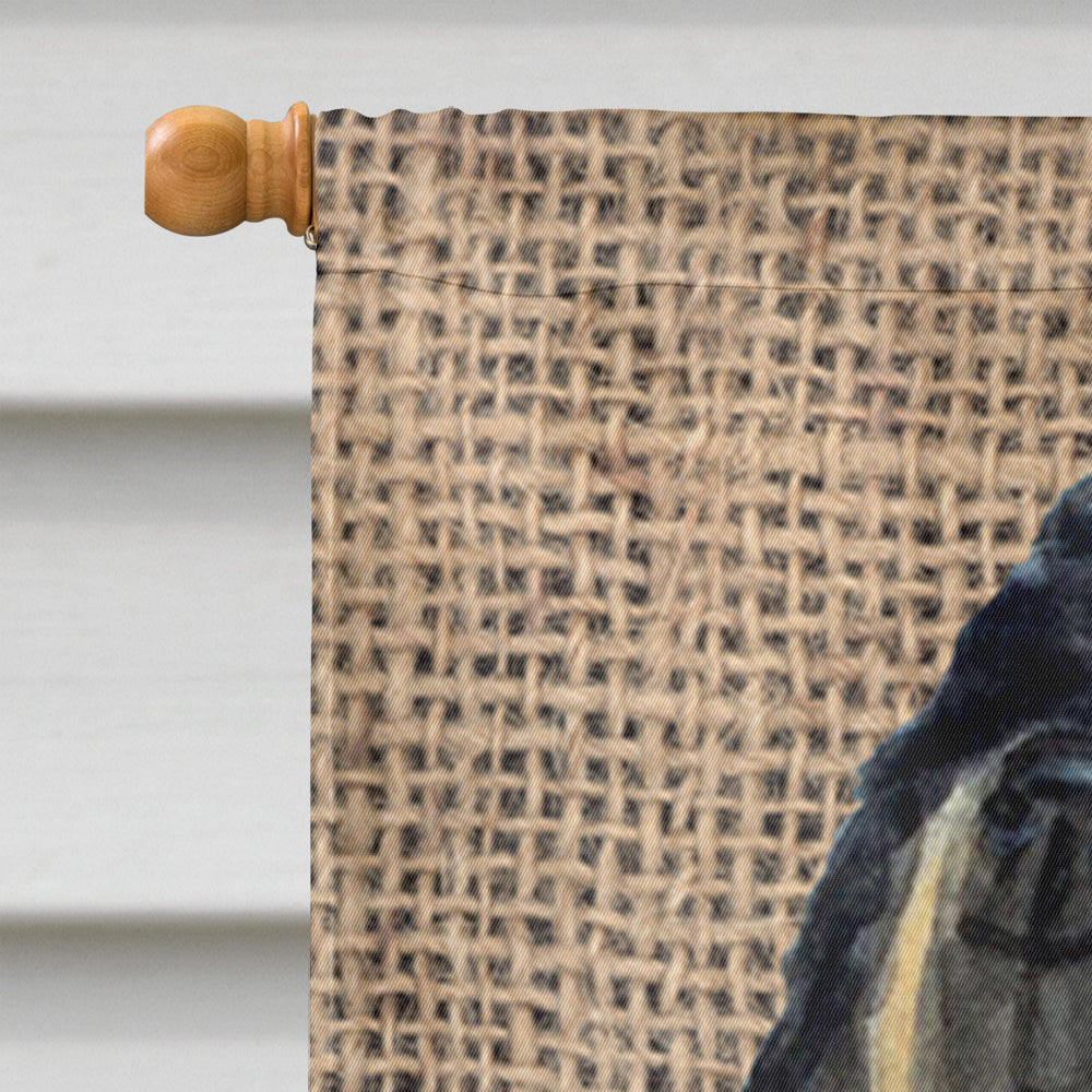 Tibetan Mastiff on Faux Burlap with Pine Cones House Flag 28x40 Porch Sleeve Pole Decorative Outside Yard Banner Artwork Wall Hanging, Polyester