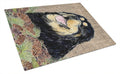 Tibetan Mastiff on Faux Burlap with Pine Cones Cutting Board Tempered Glass Kitchen Cutting Surface, Heat Resistant Chopping, Non-Slip Feet, Food Prep & Serving