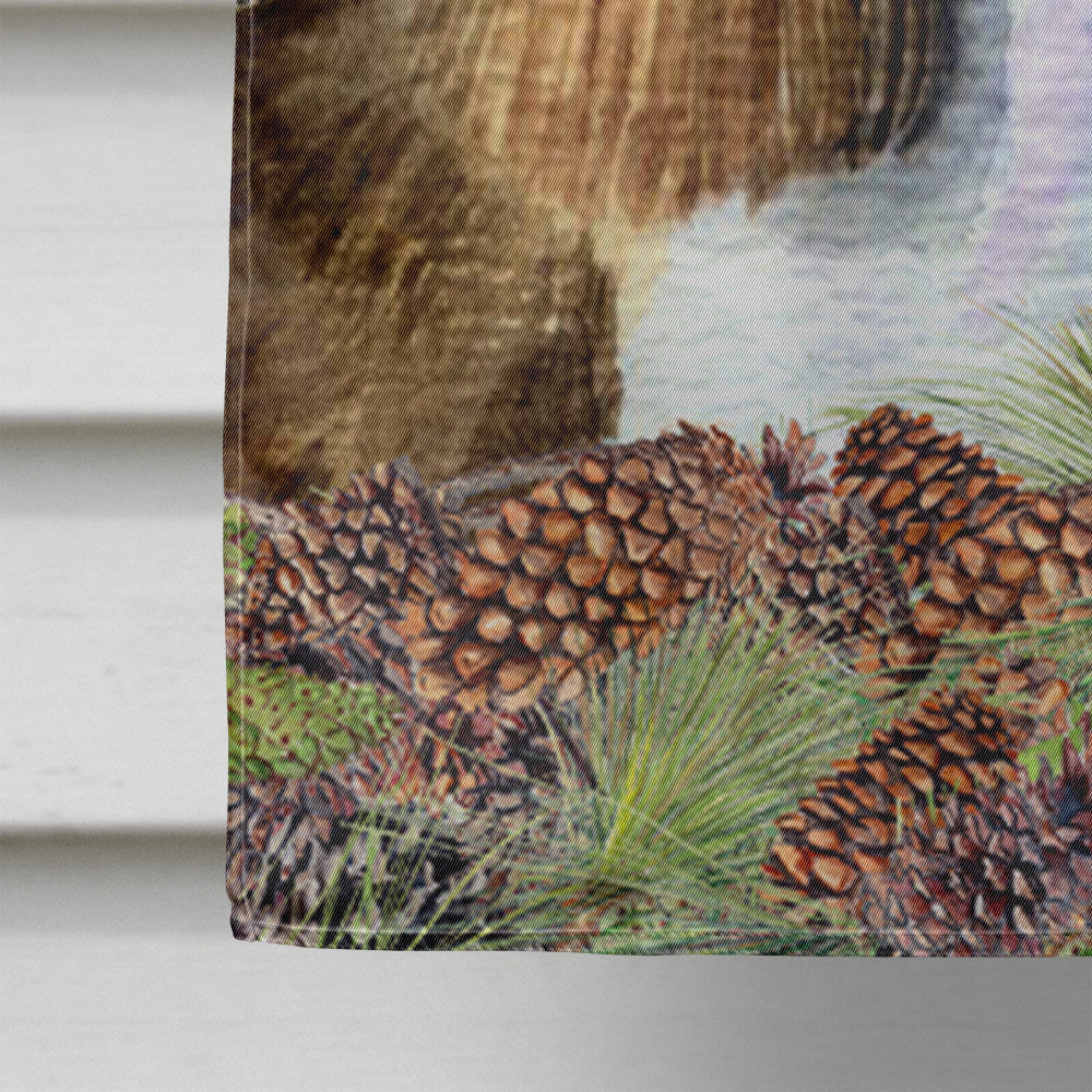 Springer Spaniel on Faux Burlap with Pine Cones House Flag 28x40 Porch Sleeve Pole Decorative Outside Yard Banner Artwork Wall Hanging, Polyester