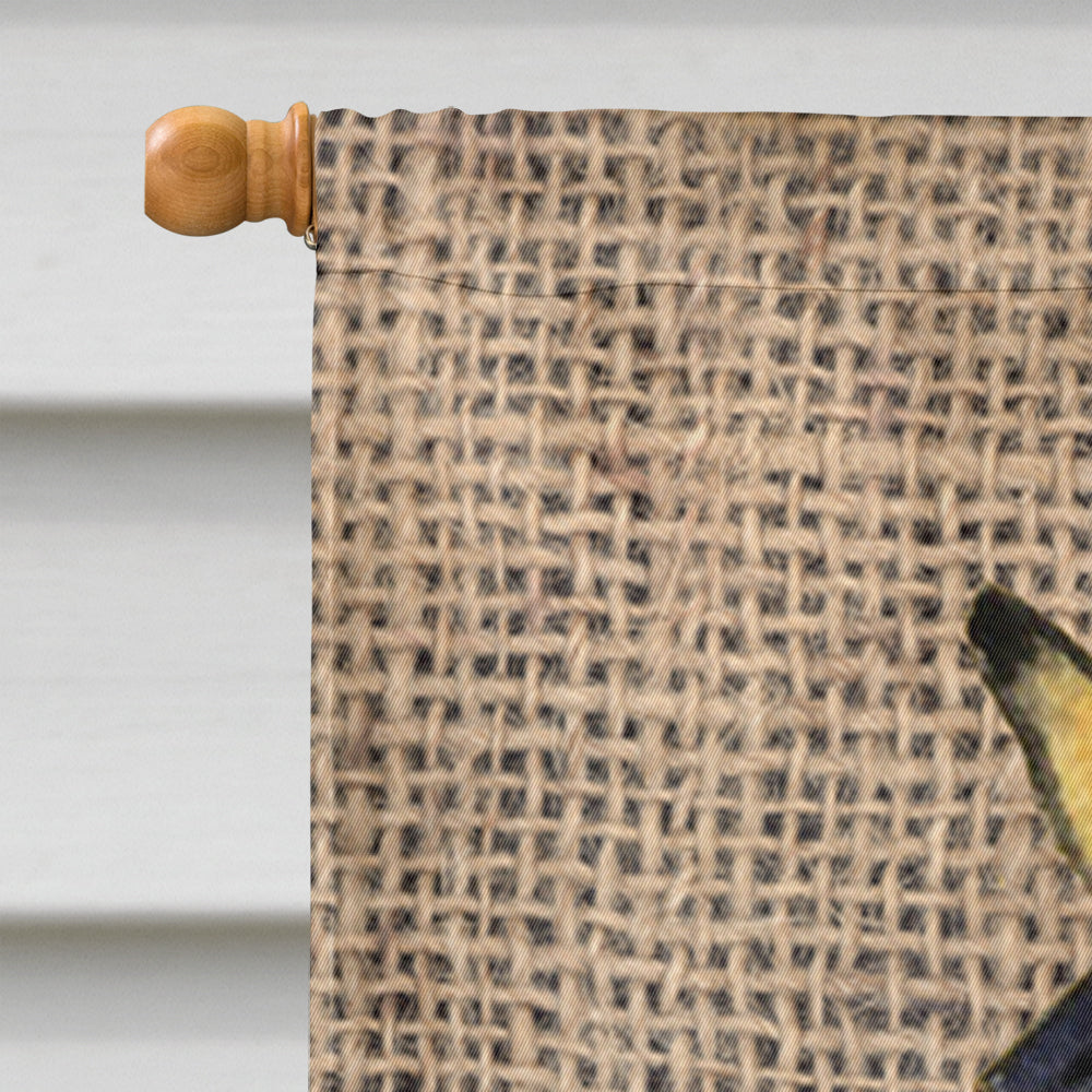 Basenji on Faux Burlap with Pine Cones House Flag 28x40 Porch Sleeve Pole Decorative Outside Yard Banner Artwork Wall Hanging, Polyester
