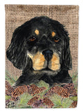 Gordon Setter on Faux Burlap with Pine Cones House Flag 28x40 Porch Sleeve Pole Decorative Outside Yard Banner Artwork Wall Hanging, Polyester
