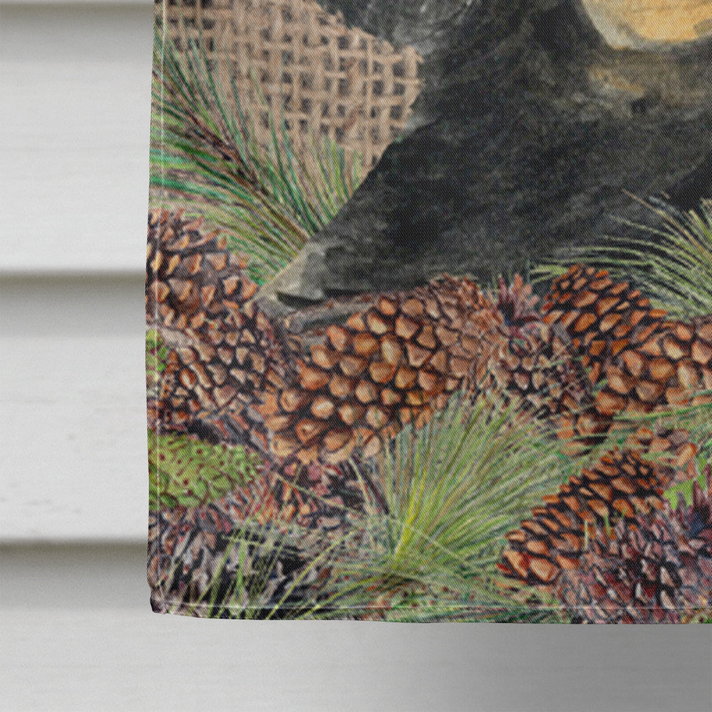 Gordon Setter on Faux Burlap with Pine Cones House Flag 28x40 Porch Sleeve Pole Decorative Outside Yard Banner Artwork Wall Hanging, Polyester