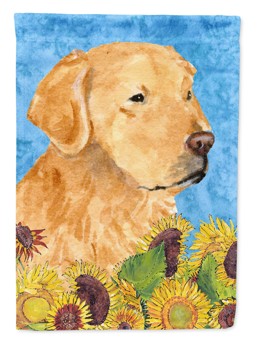 Golden Retriever in Summer Flowers House Flag 28x40 Porch Sleeve Pole Decorative Outside Yard Banner Artwork Wall Hanging, Polyester
