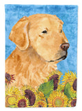 Golden Retriever in Summer Flowers House Flag 28x40 Porch Sleeve Pole Decorative Outside Yard Banner Artwork Wall Hanging, Polyester