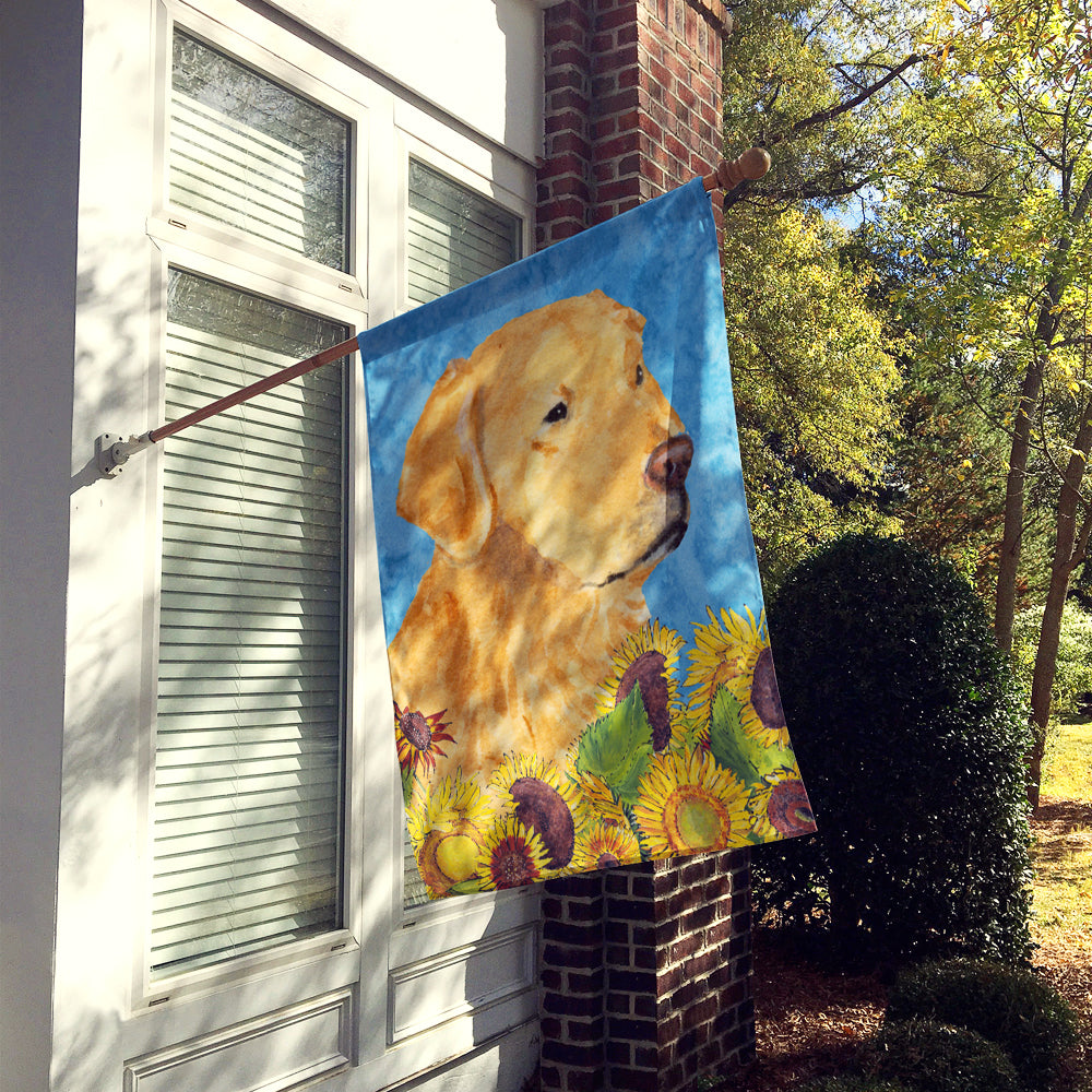 Golden Retriever in Summer Flowers House Flag 28x40 Porch Sleeve Pole Decorative Outside Yard Banner Artwork Wall Hanging, Polyester