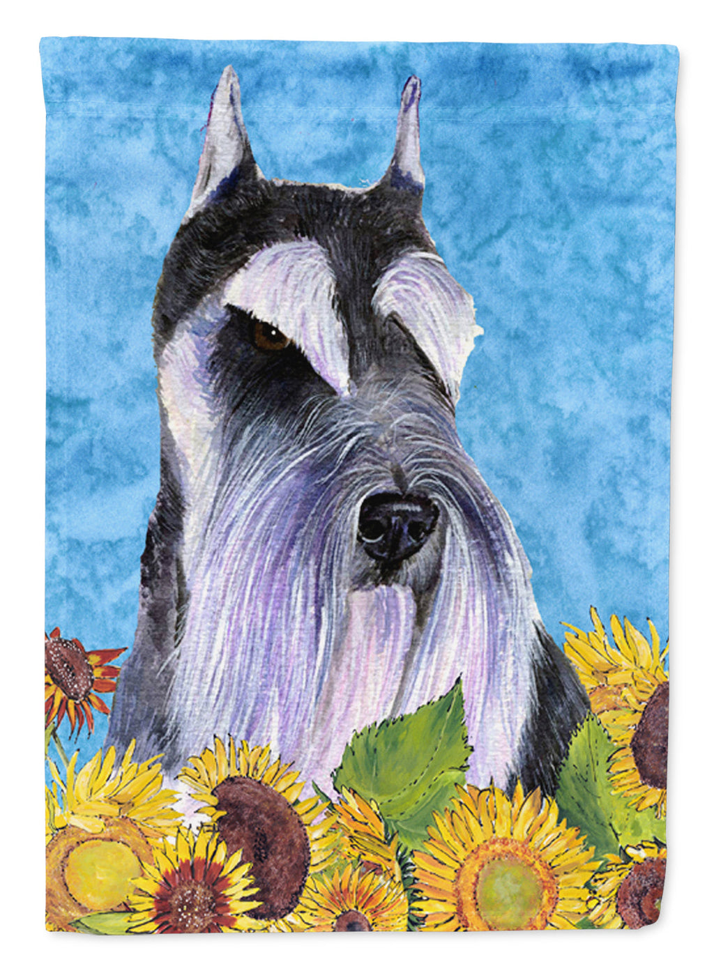 Schnauzer in Summer Flowers House Flag 28x40 Porch Sleeve Pole Decorative Outside Yard Banner Artwork Wall Hanging, Polyester