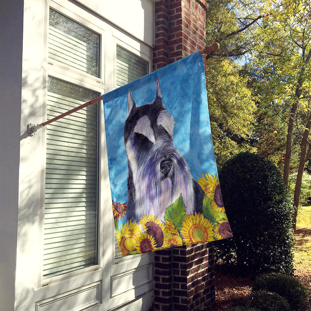 Schnauzer in Summer Flowers House Flag 28x40 Porch Sleeve Pole Decorative Outside Yard Banner Artwork Wall Hanging, Polyester