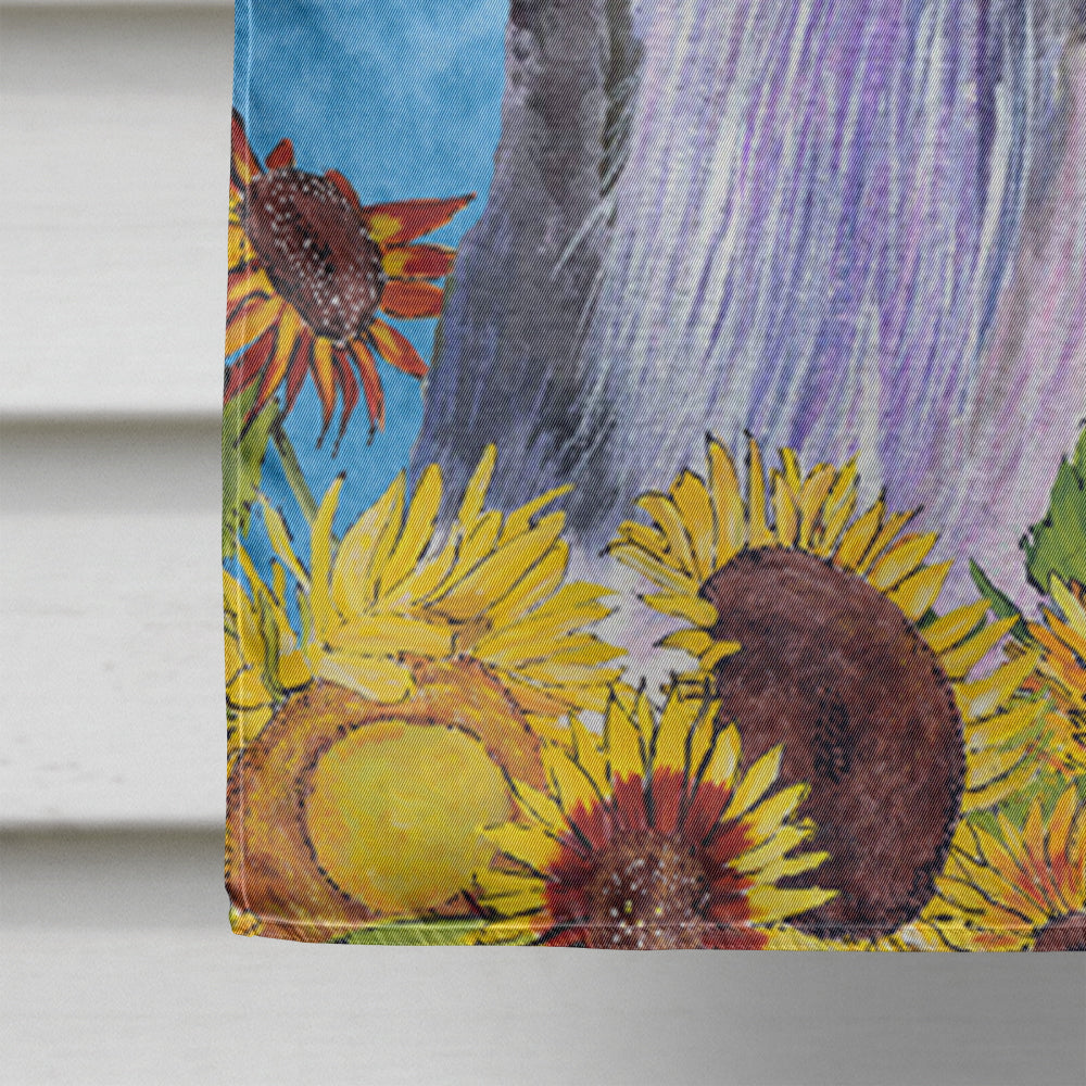 Schnauzer in Summer Flowers House Flag 28x40 Porch Sleeve Pole Decorative Outside Yard Banner Artwork Wall Hanging, Polyester