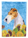 Fox Terrier in Summer Flowers House Flag 28x40 Porch Sleeve Pole Decorative Outside Yard Banner Artwork Wall Hanging, Polyester
