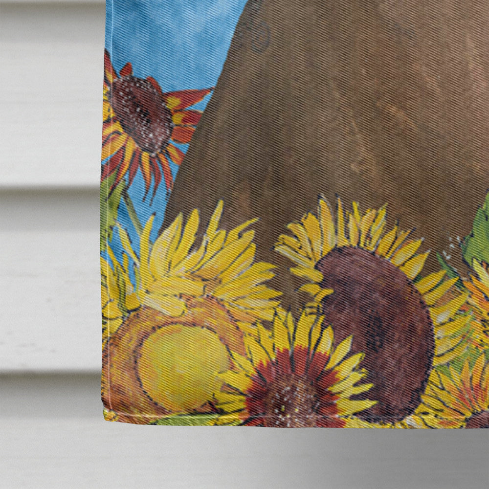 Doberman in Summer Flowers House Flag 28x40 Porch Sleeve Pole Decorative Outside Yard Banner Artwork Wall Hanging, Polyester