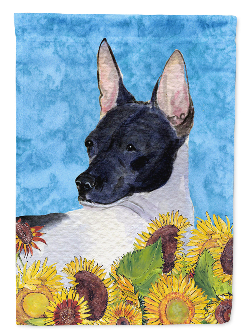 Rat Terrier in Summer Flowers House Flag 28x40 Porch Sleeve Pole Decorative Outside Yard Banner Artwork Wall Hanging, Polyester