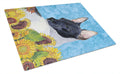 Rat Terrier in Summer Flowers Cutting Board Tempered Glass Kitchen Cutting Surface, Heat Resistant Chopping, Non-Slip Feet, Food Prep & Serving