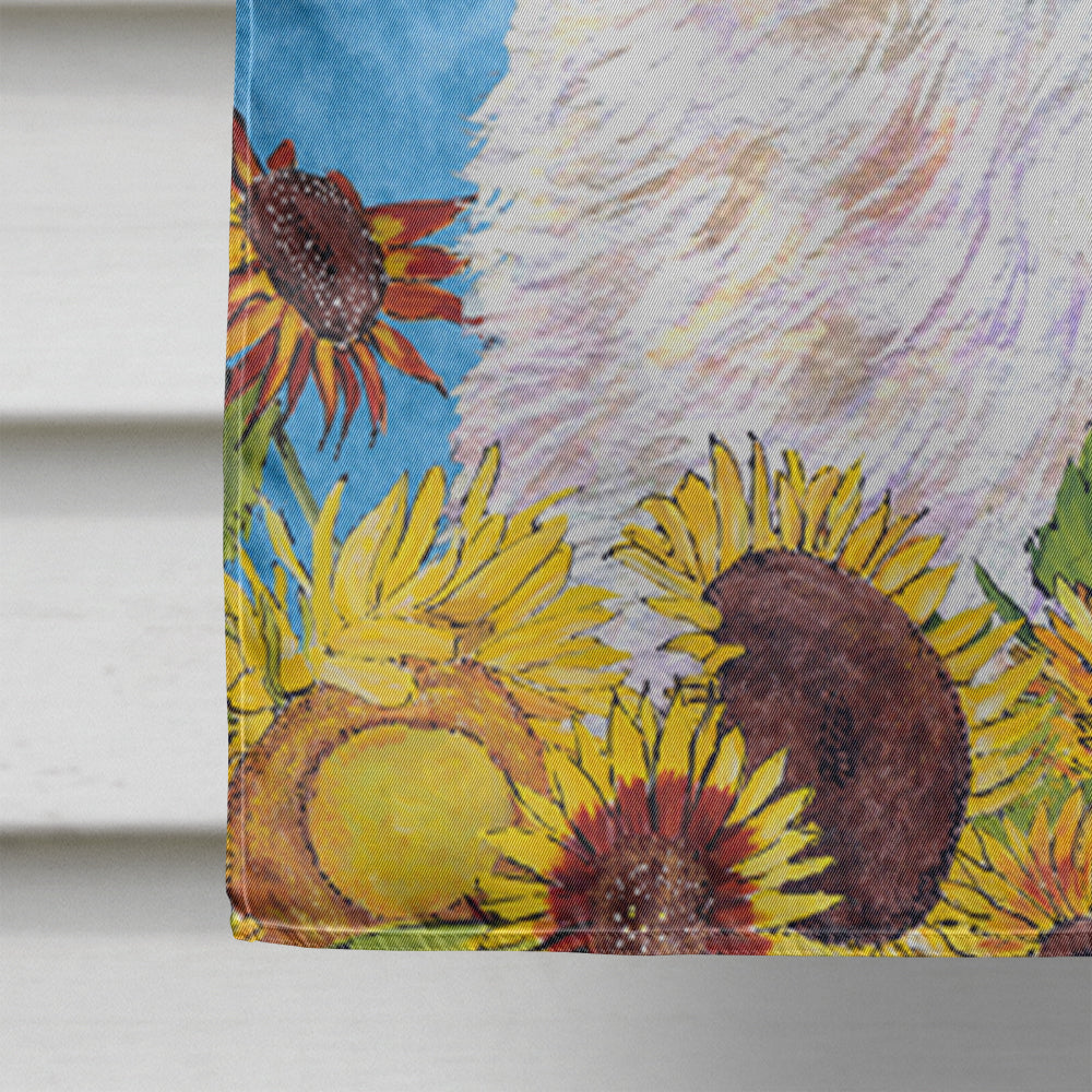 Maltese in Summer Flowers House Flag 28x40 Porch Sleeve Pole Decorative Outside Yard Banner Artwork Wall Hanging, Polyester