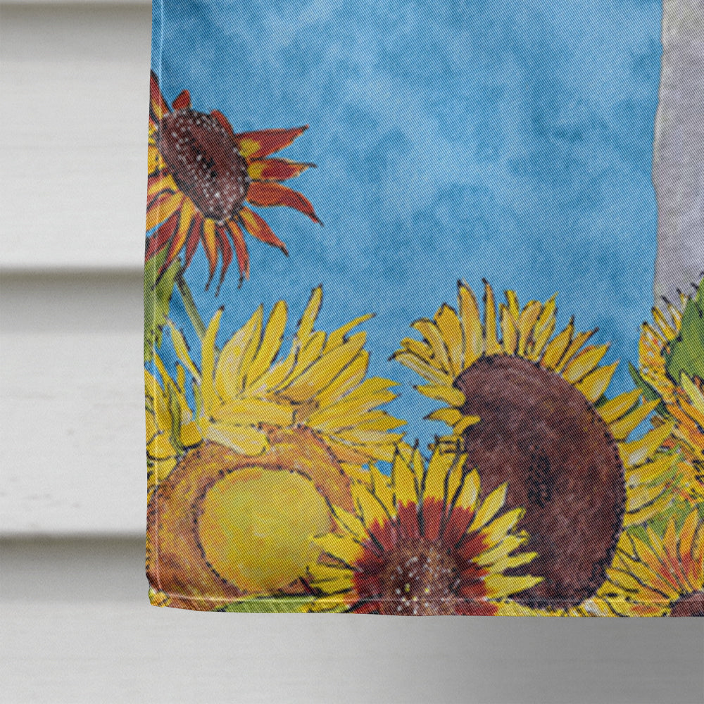 Bedlington Terrier in Summer Flowers House Flag 28x40 Porch Sleeve Pole Decorative Outside Yard Banner Artwork Wall Hanging, Polyester