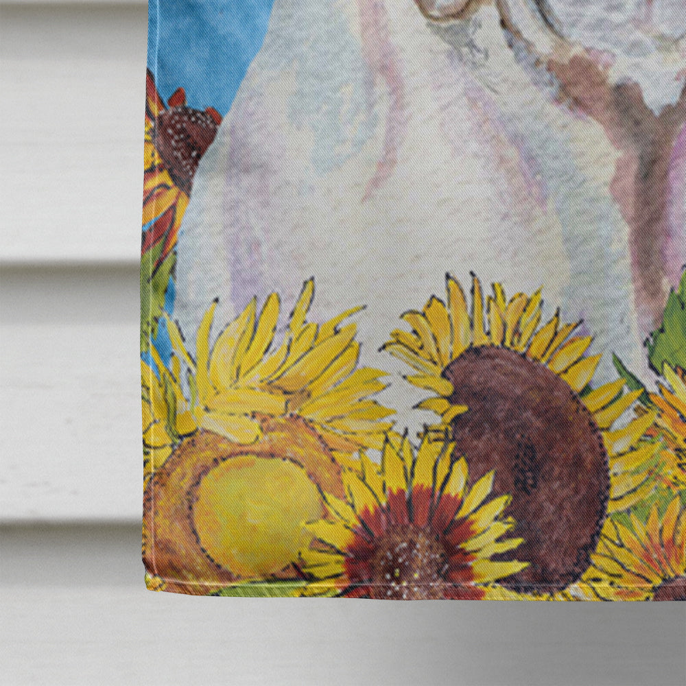 Bulldog English in Summer Flowers House Flag 28x40 Porch Sleeve Pole Decorative Outside Yard Banner Artwork Wall Hanging, Polyester
