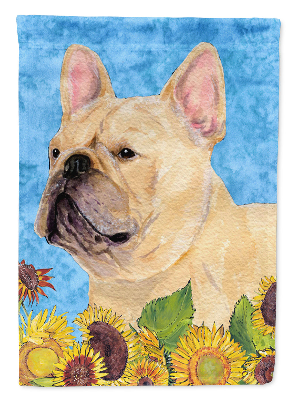 French Bulldog in Summer Flowers House Flag 28x40 Porch Sleeve Pole Decorative Outside Yard Banner Artwork Wall Hanging, Polyester