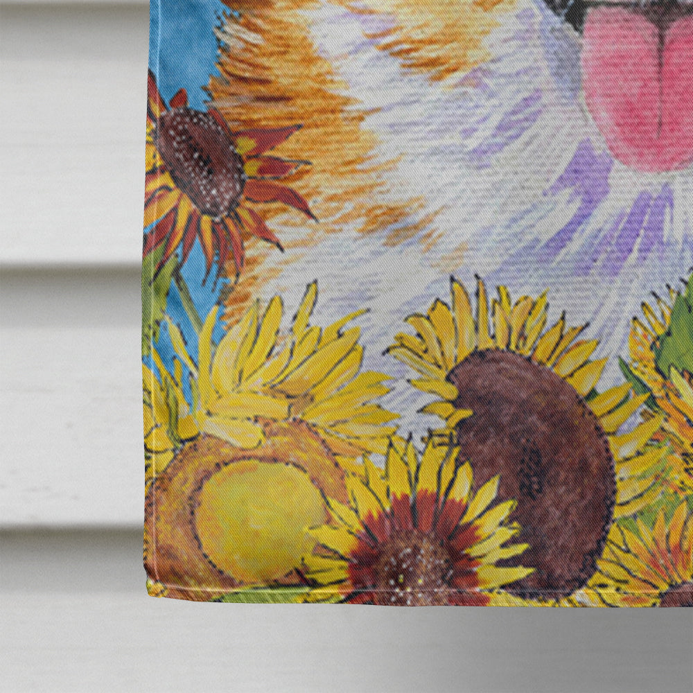 Corgi in Summer Flowers House Flag 28x40 Porch Sleeve Pole Decorative Outside Yard Banner Artwork Wall Hanging, Polyester
