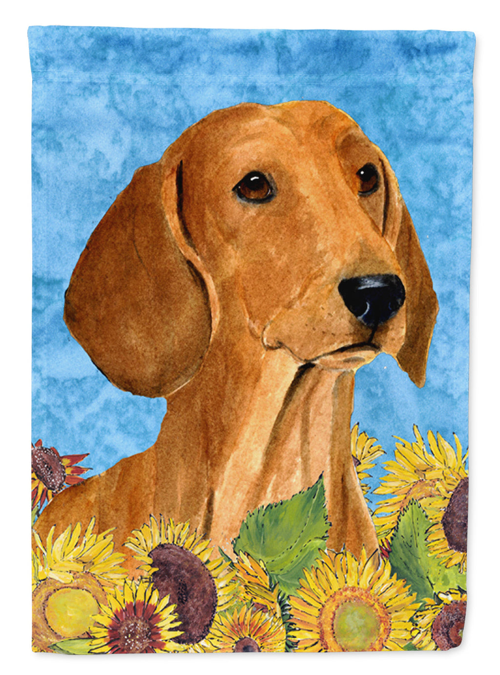 Dachshund in Summer Flowers House Flag 28x40 Porch Sleeve Pole Decorative Outside Yard Banner Artwork Wall Hanging, Polyester