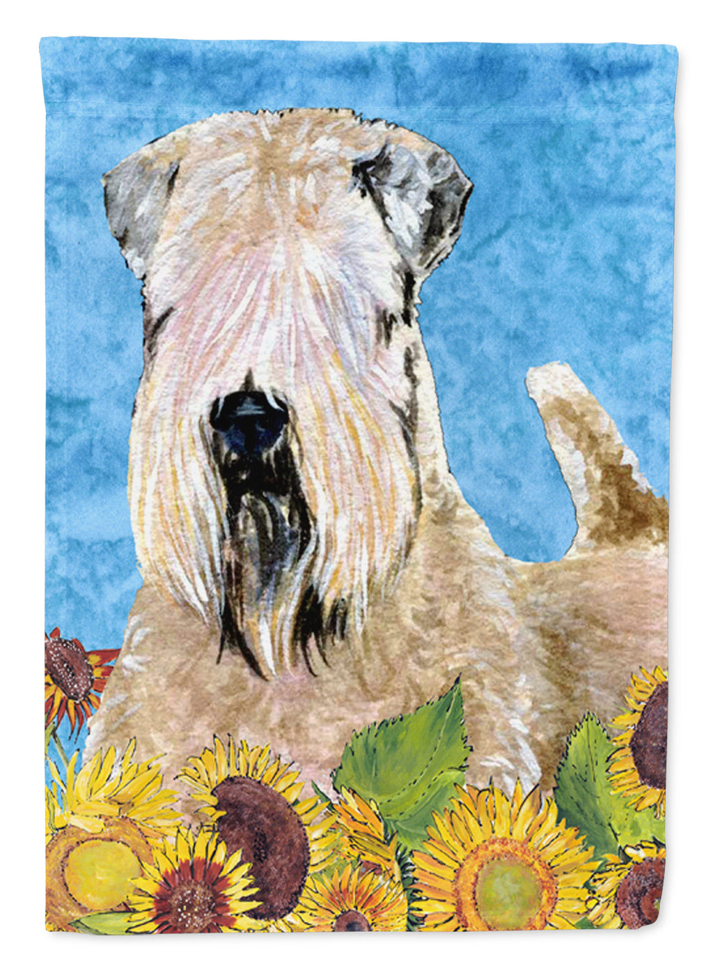 Wheaten Terrier Soft Coated in Summer Flowers House Flag 28x40 Porch Sleeve Pole Decorative Outside Yard Banner Artwork Wall Hanging, Polyester