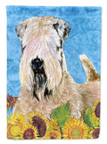 Wheaten Terrier Soft Coated in Summer Flowers House Flag 28x40 Porch Sleeve Pole Decorative Outside Yard Banner Artwork Wall Hanging, Polyester