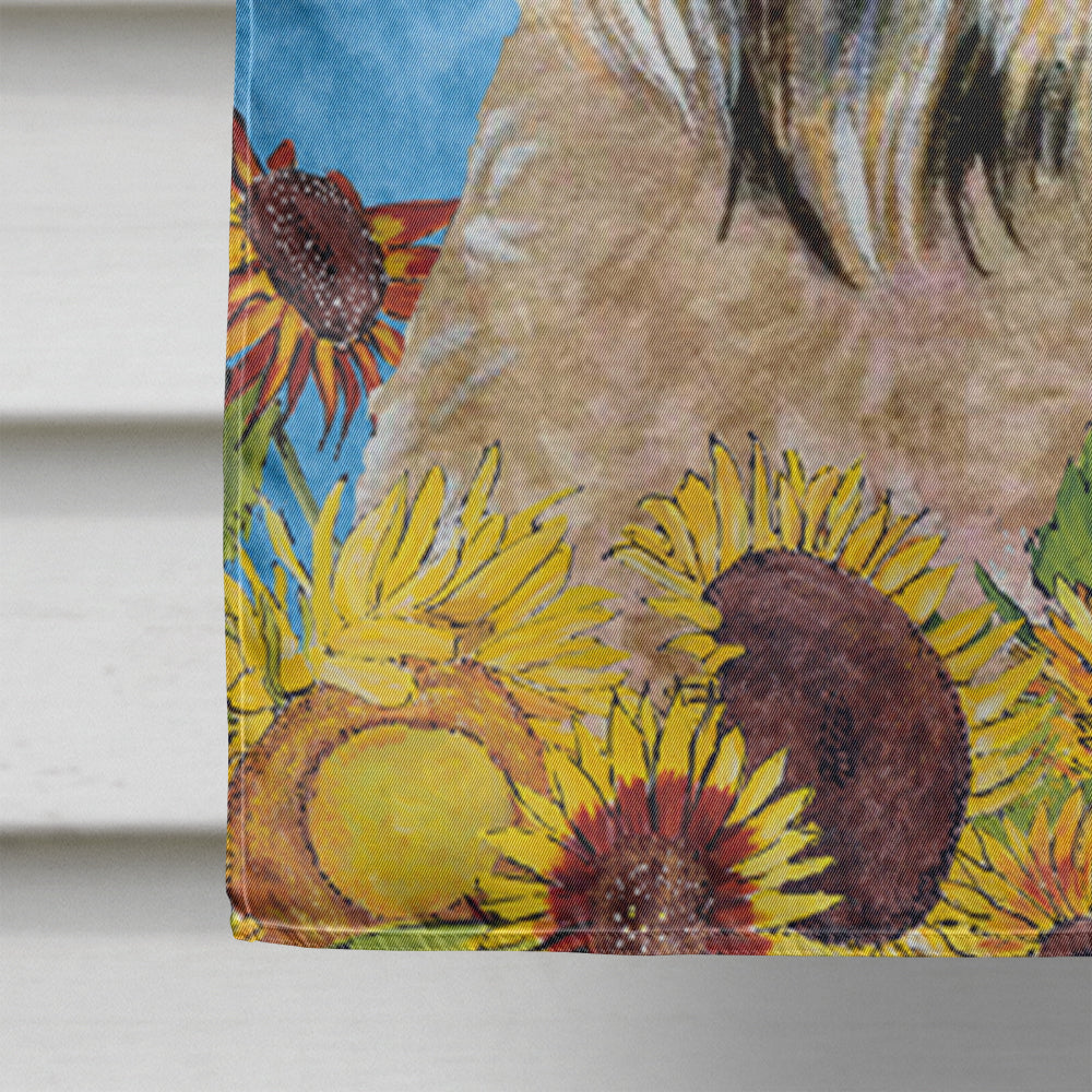 Wheaten Terrier Soft Coated in Summer Flowers House Flag 28x40 Porch Sleeve Pole Decorative Outside Yard Banner Artwork Wall Hanging, Polyester