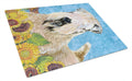 Wheaten Terrier Soft Coated in Summer Flowers Cutting Board Tempered Glass Kitchen Cutting Surface, Heat Resistant Chopping, Non-Slip Feet, Food Prep & Serving
