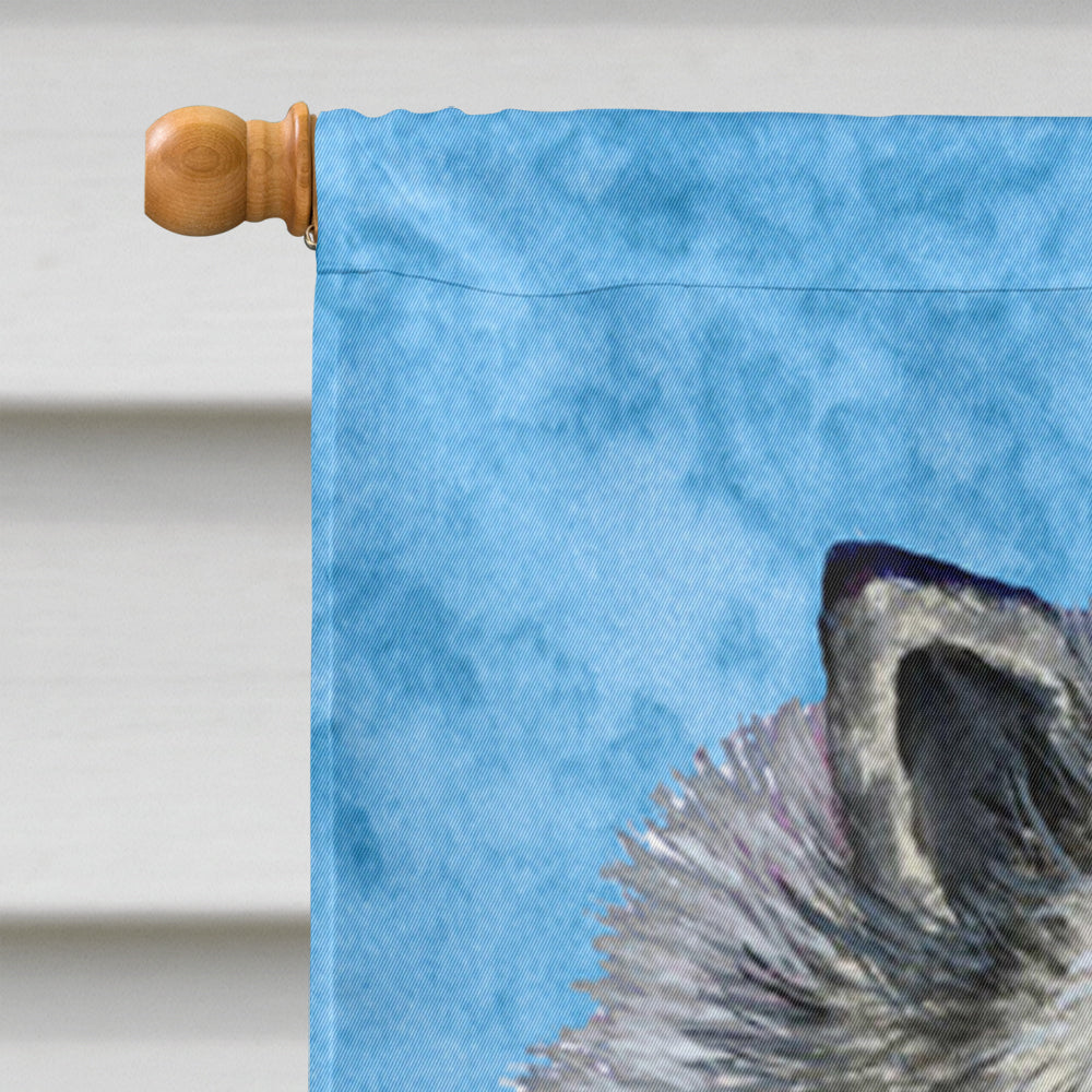 Keeshond in Summer Flowers House Flag 28x40 Porch Sleeve Pole Decorative Outside Yard Banner Artwork Wall Hanging, Polyester