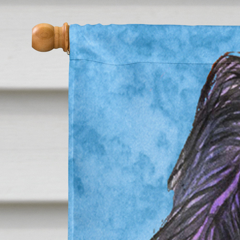 Briard in Summer Flowers House Flag 28x40 Porch Sleeve Pole Decorative Outside Yard Banner Artwork Wall Hanging, Polyester