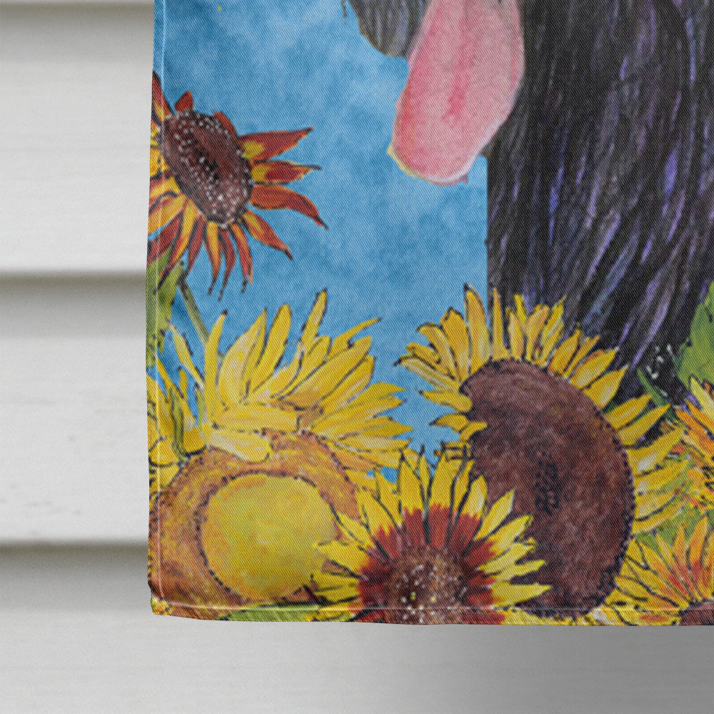 Briard in Summer Flowers House Flag 28x40 Porch Sleeve Pole Decorative Outside Yard Banner Artwork Wall Hanging, Polyester