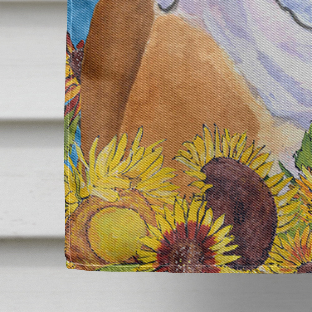 Bulldog English in Summer Flowers House Flag 28x40 Porch Sleeve Pole Decorative Outside Yard Banner Artwork Wall Hanging, Polyester