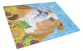 Bulldog English in Summer Flowers Cutting Board Tempered Glass Kitchen Cutting Surface, Heat Resistant Chopping, Non-Slip Feet, Food Prep & Serving