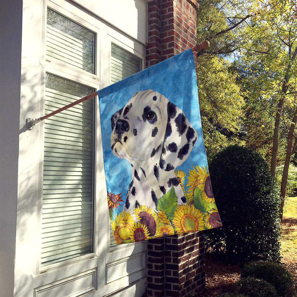 Dalmatian in Summer Flowers House Flag 28x40 Porch Sleeve Pole Decorative Outside Yard Banner Artwork Wall Hanging, Polyester