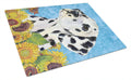 Dalmatian in Summer Flowers Cutting Board Tempered Glass Kitchen Cutting Surface, Heat Resistant Chopping, Non-Slip Feet, Food Prep & Serving