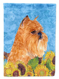 Brussels Griffon in Summer Flowers House Flag 28x40 Porch Sleeve Pole Decorative Outside Yard Banner Artwork Wall Hanging, Polyester