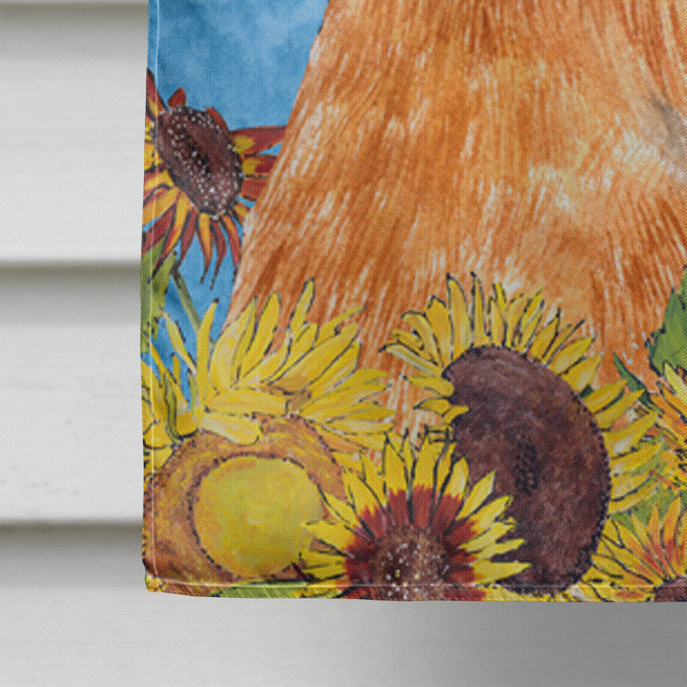 Brussels Griffon in Summer Flowers House Flag 28x40 Porch Sleeve Pole Decorative Outside Yard Banner Artwork Wall Hanging, Polyester