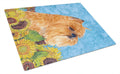 Brussels Griffon in Summer Flowers Cutting Board Tempered Glass Kitchen Cutting Surface, Heat Resistant Chopping, Non-Slip Feet, Food Prep & Serving