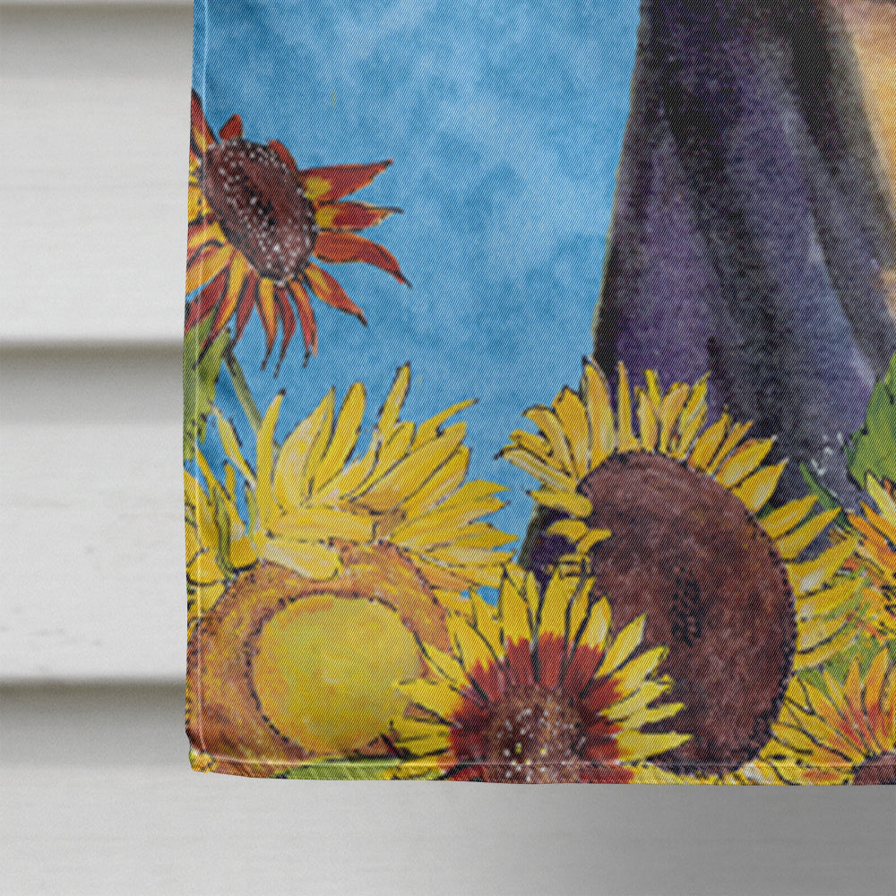 Doberman in Summer Flowers House Flag 28x40 Porch Sleeve Pole Decorative Outside Yard Banner Artwork Wall Hanging, Polyester