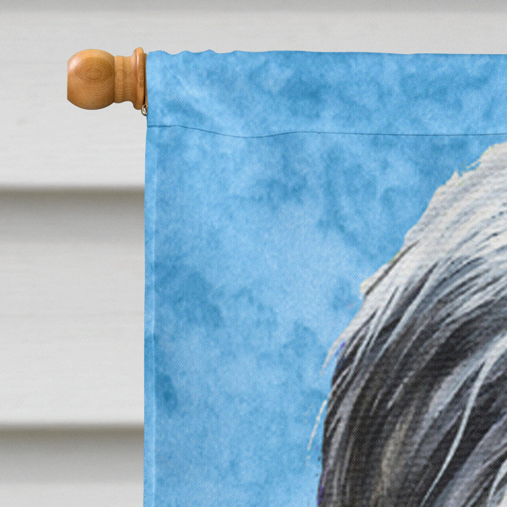 Bearded Collie in Summer Flowers House Flag 28x40 Porch Sleeve Pole Decorative Outside Yard Banner Artwork Wall Hanging, Polyester