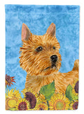 Norwich Terrier in Summer Flowers House Flag 28x40 Porch Sleeve Pole Decorative Outside Yard Banner Artwork Wall Hanging, Polyester
