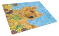 Norwich Terrier in Summer Flowers Cutting Board Tempered Glass Kitchen Cutting Surface, Heat Resistant Chopping, Non-Slip Feet, Food Prep & Serving