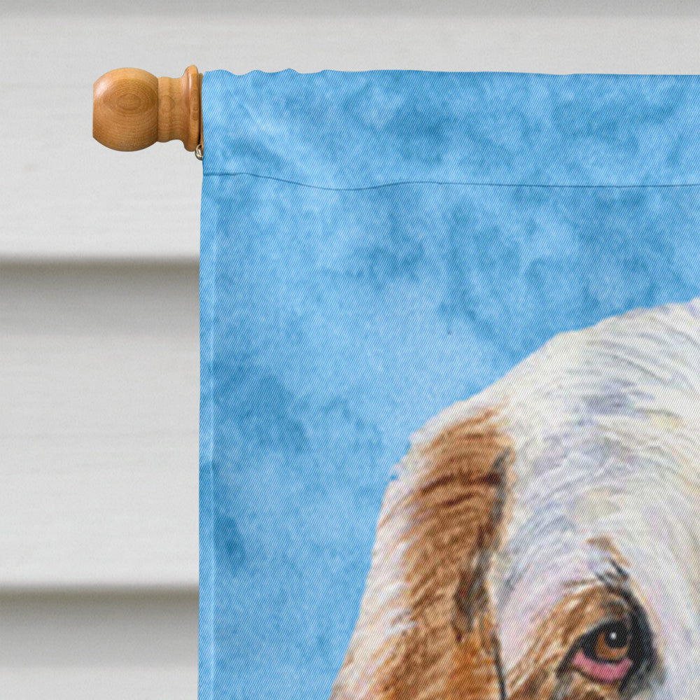 Clumber Spaniel in Summer Flowers House Flag 28x40 Porch Sleeve Pole Decorative Outside Yard Banner Artwork Wall Hanging, Polyester