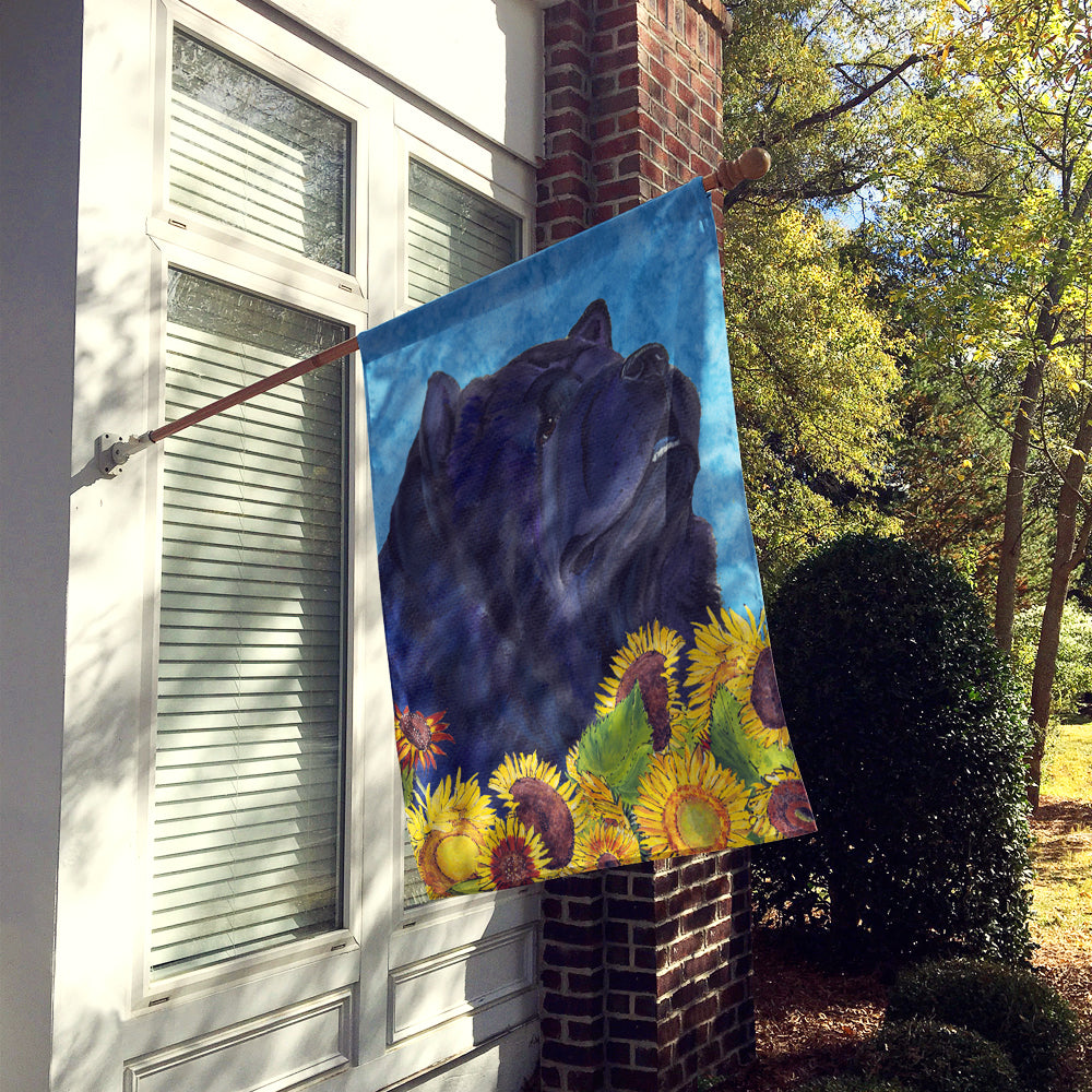 Chow Chow in Summer Flowers House Flag 28x40 Porch Sleeve Pole Decorative Outside Yard Banner Artwork Wall Hanging, Polyester