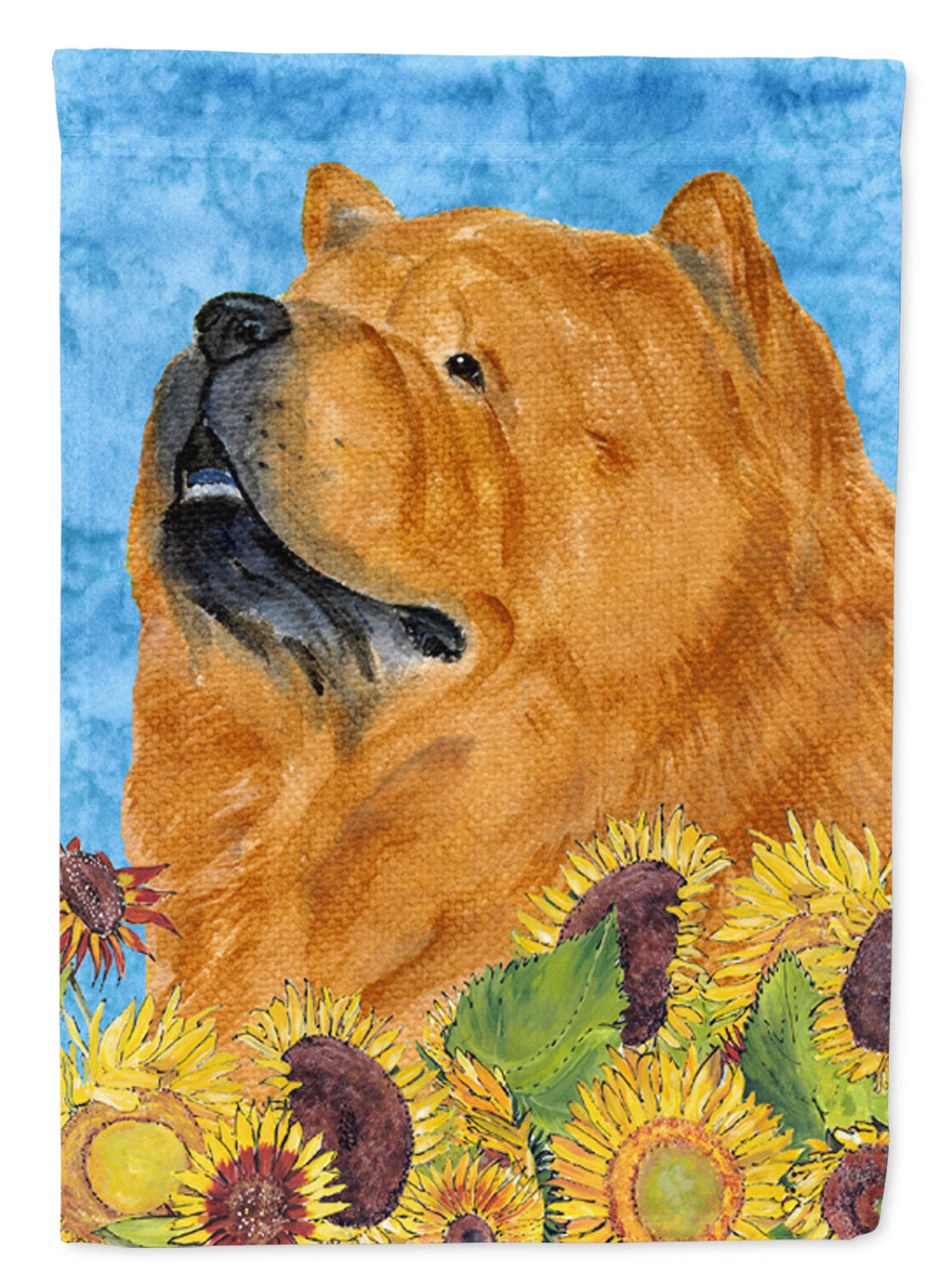 Chow Chow in Summer Flowers House Flag 28x40 Porch Sleeve Pole Decorative Outside Yard Banner Artwork Wall Hanging, Polyester