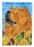 Chow Chow in Summer Flowers House Flag 28x40 Porch Sleeve Pole Decorative Outside Yard Banner Artwork Wall Hanging, Polyester