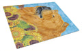 Chow Chow in Summer Flowers Cutting Board Tempered Glass Kitchen Cutting Surface, Heat Resistant Chopping, Non-Slip Feet, Food Prep & Serving