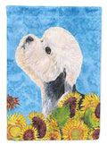 Dandie Dinmont Terrier in Summer Flowers House Flag 28x40 Porch Sleeve Pole Decorative Outside Yard Banner Artwork Wall Hanging, Polyester