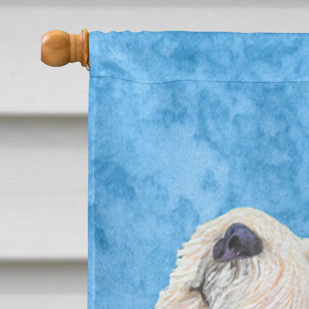 Dandie Dinmont Terrier in Summer Flowers House Flag 28x40 Porch Sleeve Pole Decorative Outside Yard Banner Artwork Wall Hanging, Polyester
