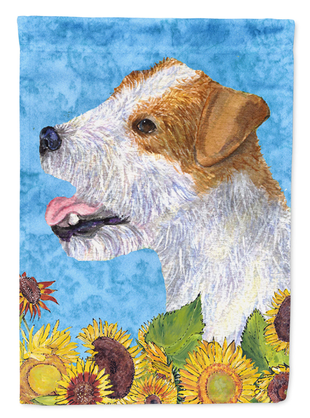 Jack Russell Terrier in Summer Flowers House Flag 28x40 Porch Sleeve Pole Decorative Outside Yard Banner Artwork Wall Hanging, Polyester